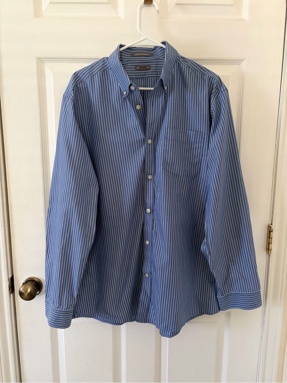 Eddie Bauer Classic Blue and White Stripe Button-Down Shirt